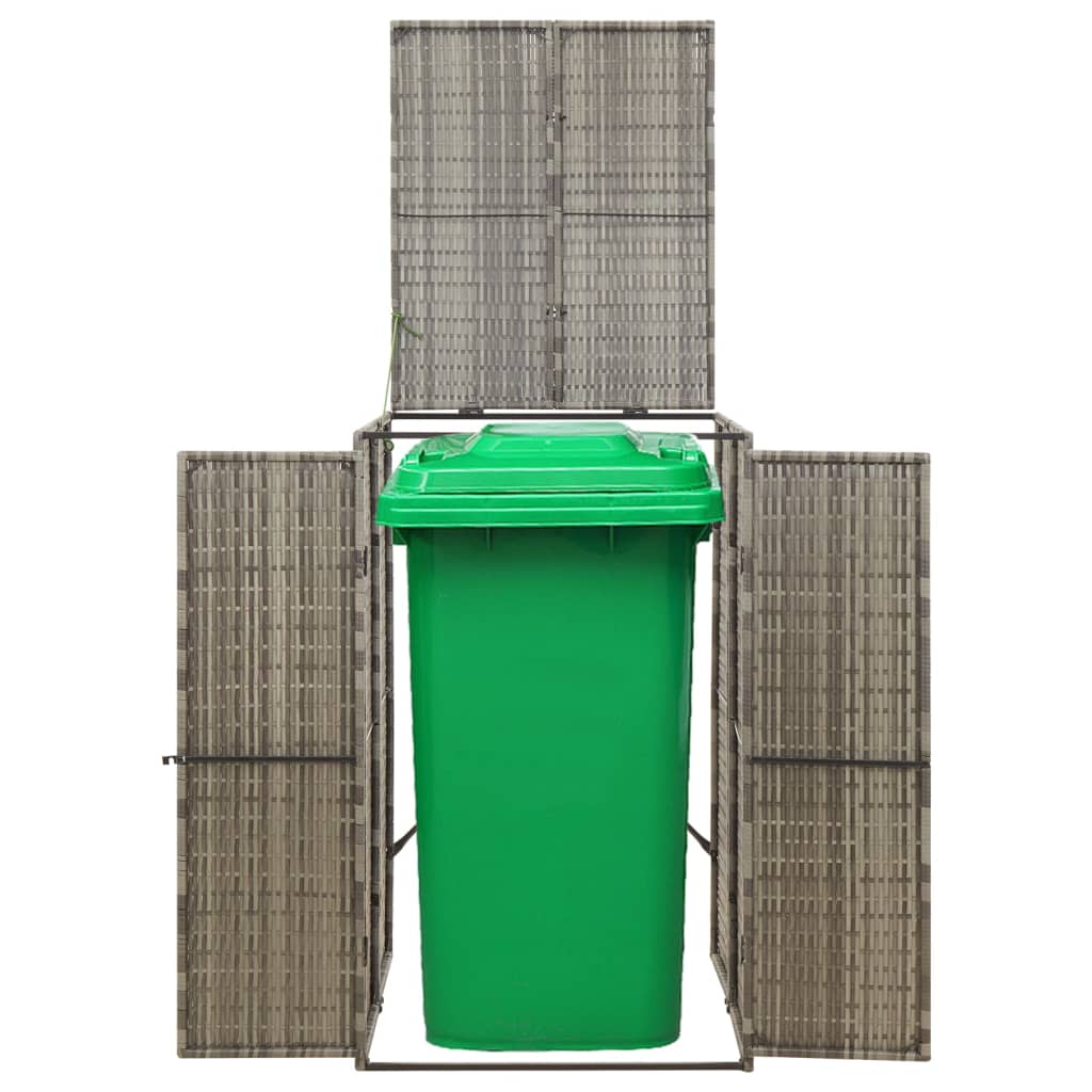 vidaXL Single Wheelie Bin Shed Grey 70x80x117 cm Poly Rattan