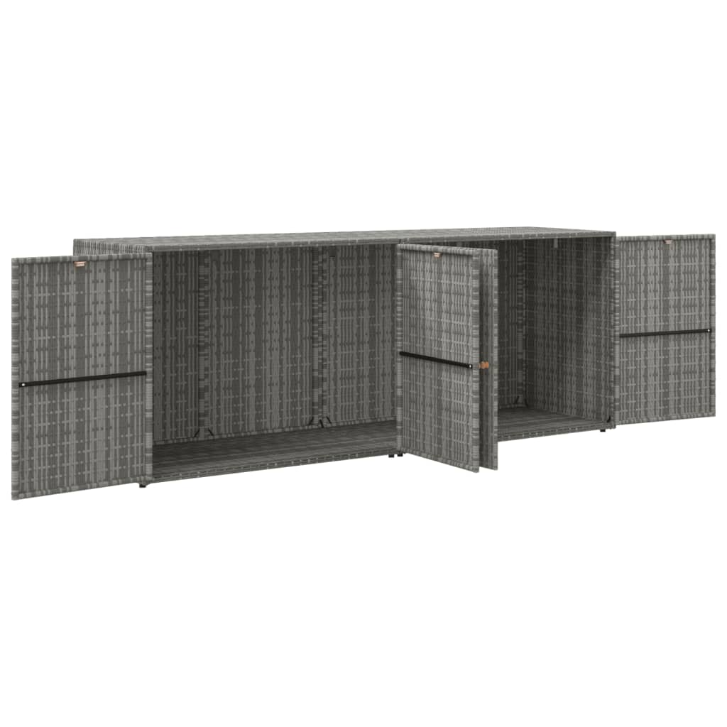 vidaXL Garden Storage Cabinet Grey 198x55.5x80 cm Poly Rattan