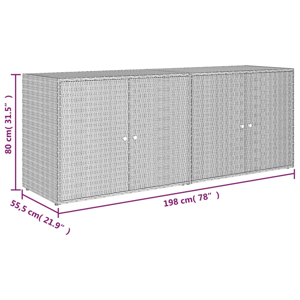 vidaXL Garden Storage Cabinet Grey 198x55.5x80 cm Poly Rattan