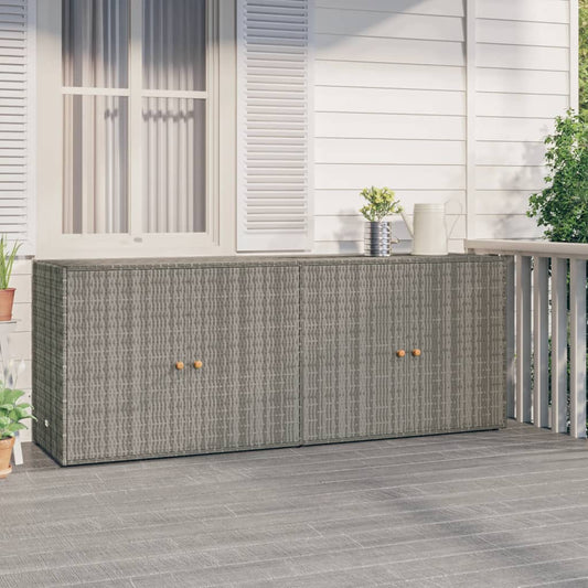 vidaXL Garden Storage Cabinet Grey 198x55.5x80 cm Poly Rattan