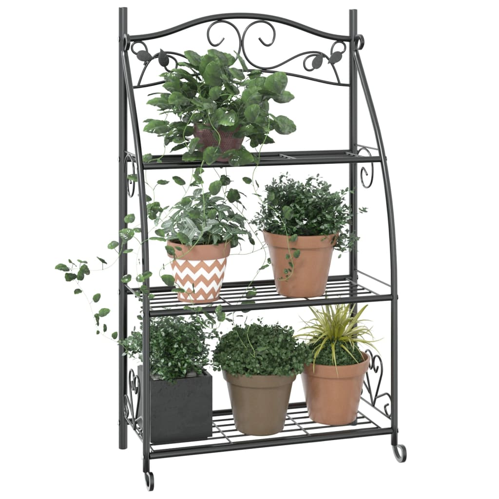 vidaXL Flower Rack Black 56x30x96 cm Steel