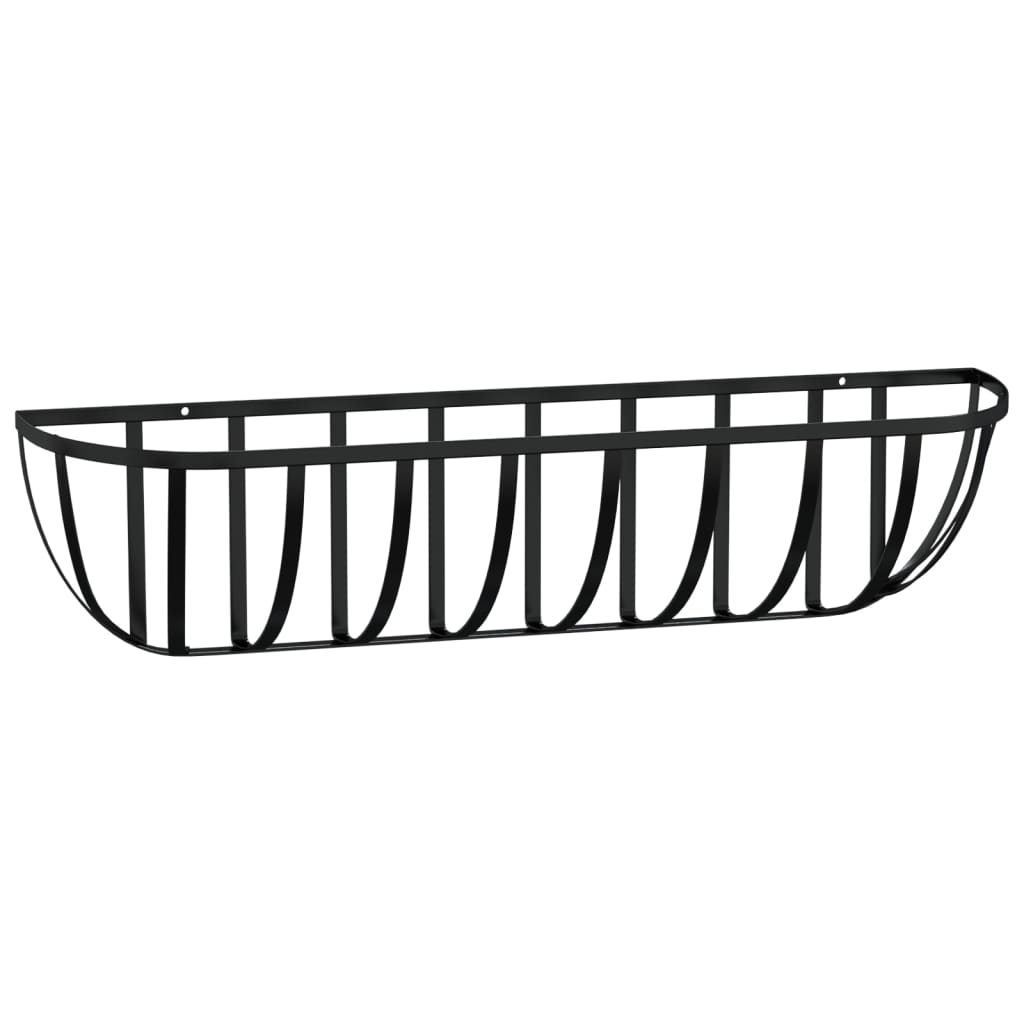 vidaXL Wall Troughs 2 pcs with Coco Liners Black 76x21x16 cm Steel