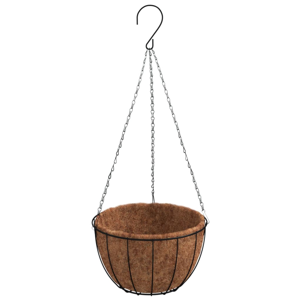 Hanging Planters 4 pcs with Coco Liners Black Ø 35x52 cm Steel