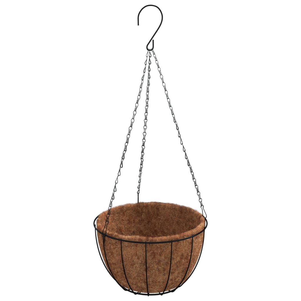 Hanging Planters 4 pcs with Coco Liners Black Ø 35x52 cm Steel