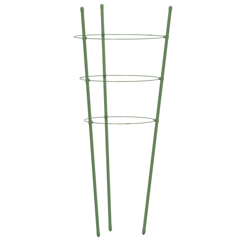 Garden Plant Supports with 3 Rings 5 pcs Green 60 cm Steel