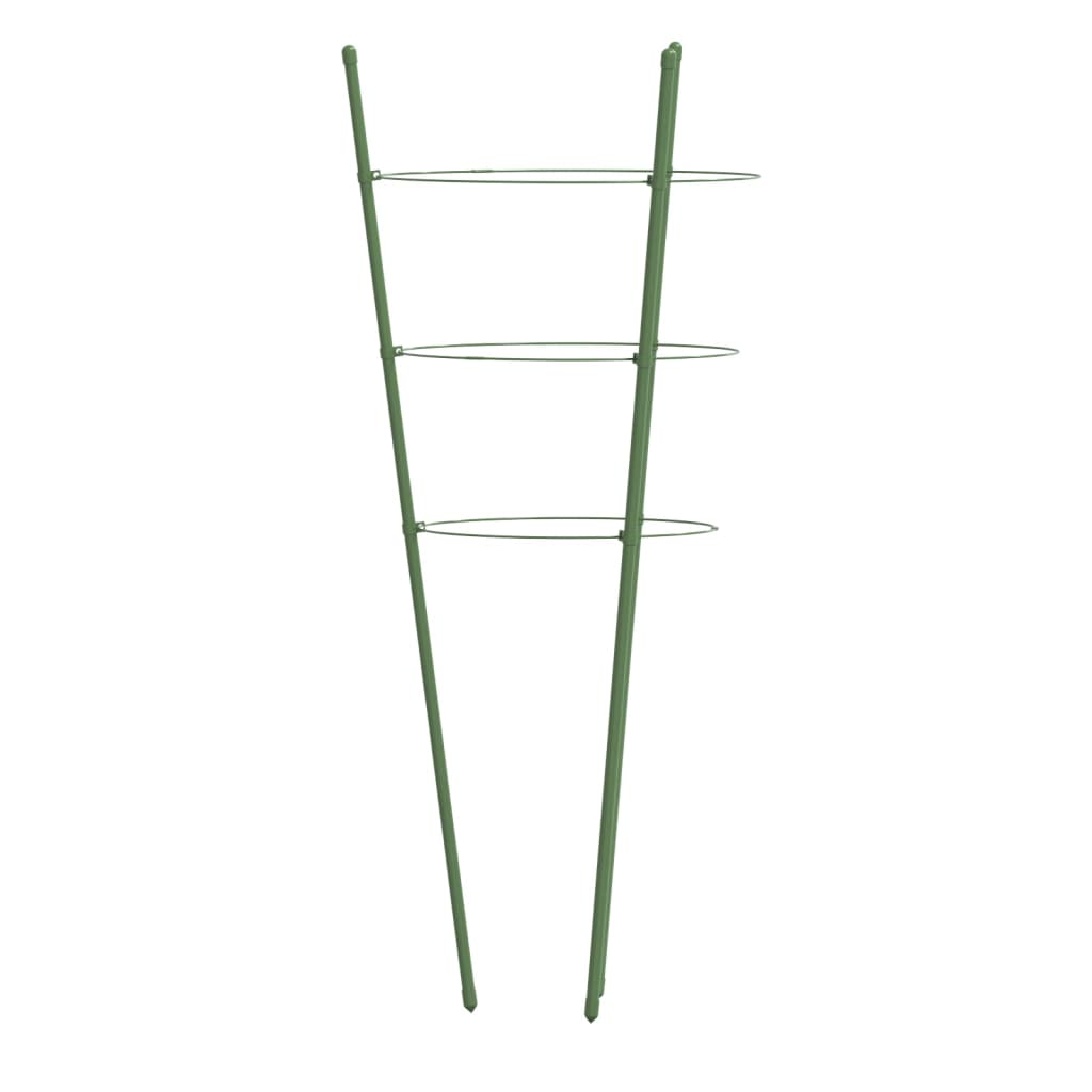 Garden Plant Supports with 3 Rings 5 pcs Green 60 cm Steel