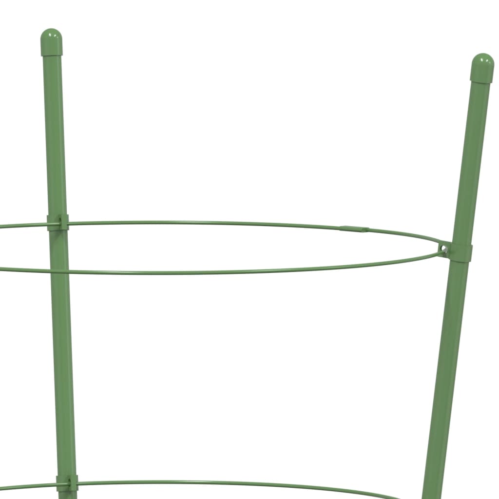 Garden Plant Supports with 3 Rings 5 pcs Green 60 cm Steel