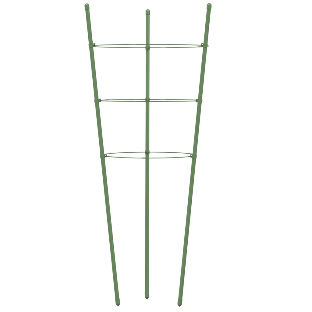 Garden Plant Supports with 3 Rings 5 pcs Green 75 cm Steel
