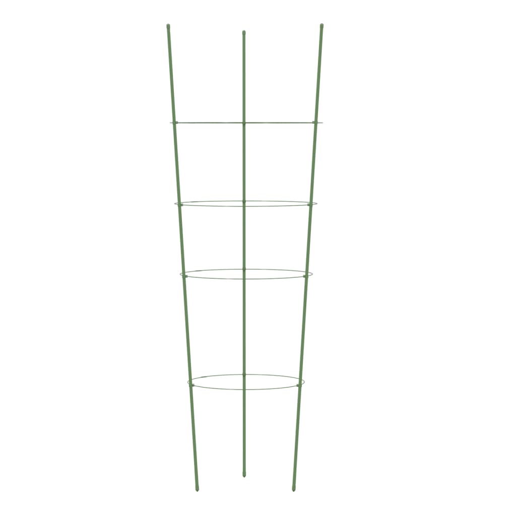 Garden Plant Supports with 4 Rings 5 pcs Green 90 cm Steel