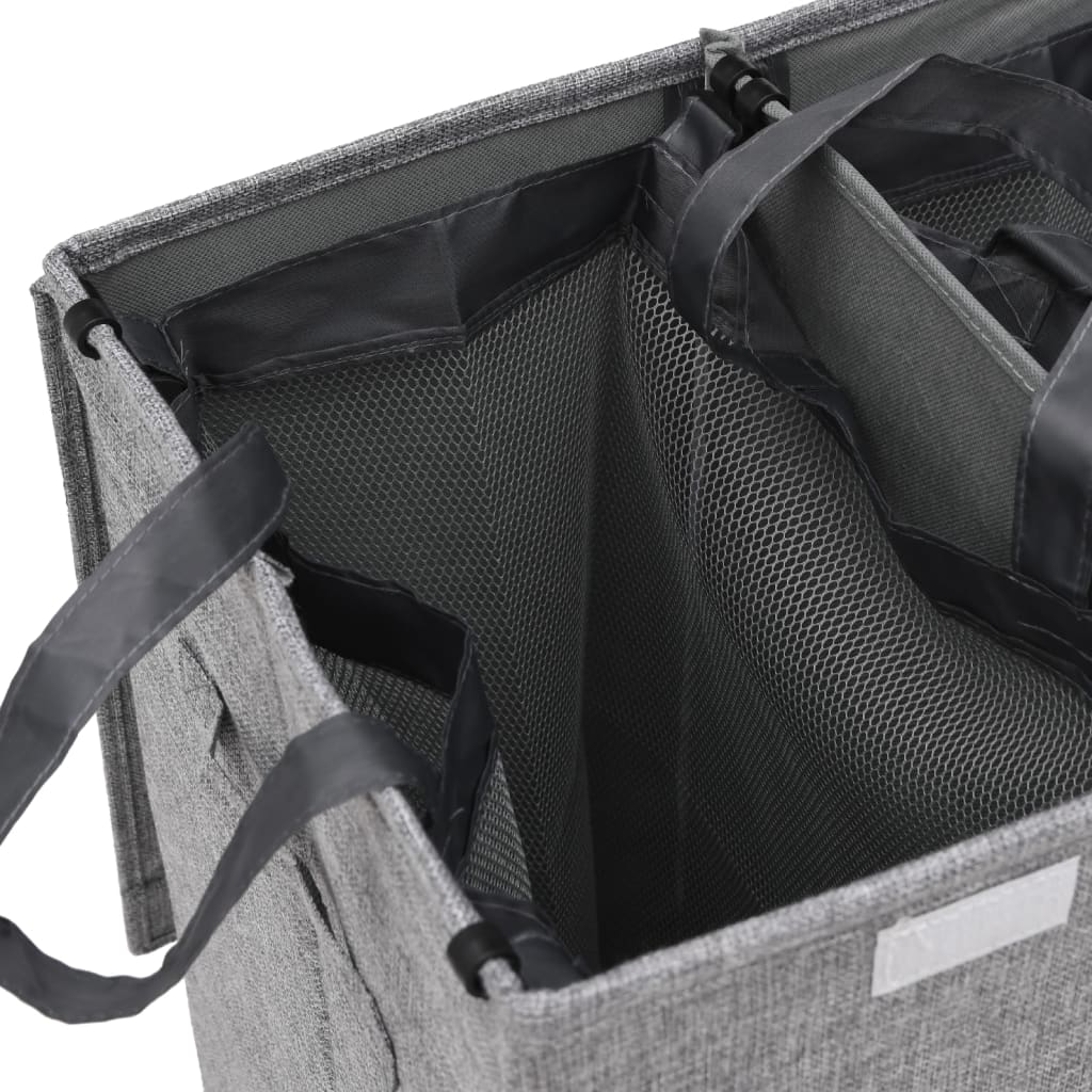 Foldable Laundry Hamper Grey 51x34.5x59 cm Faux Linen Fabric