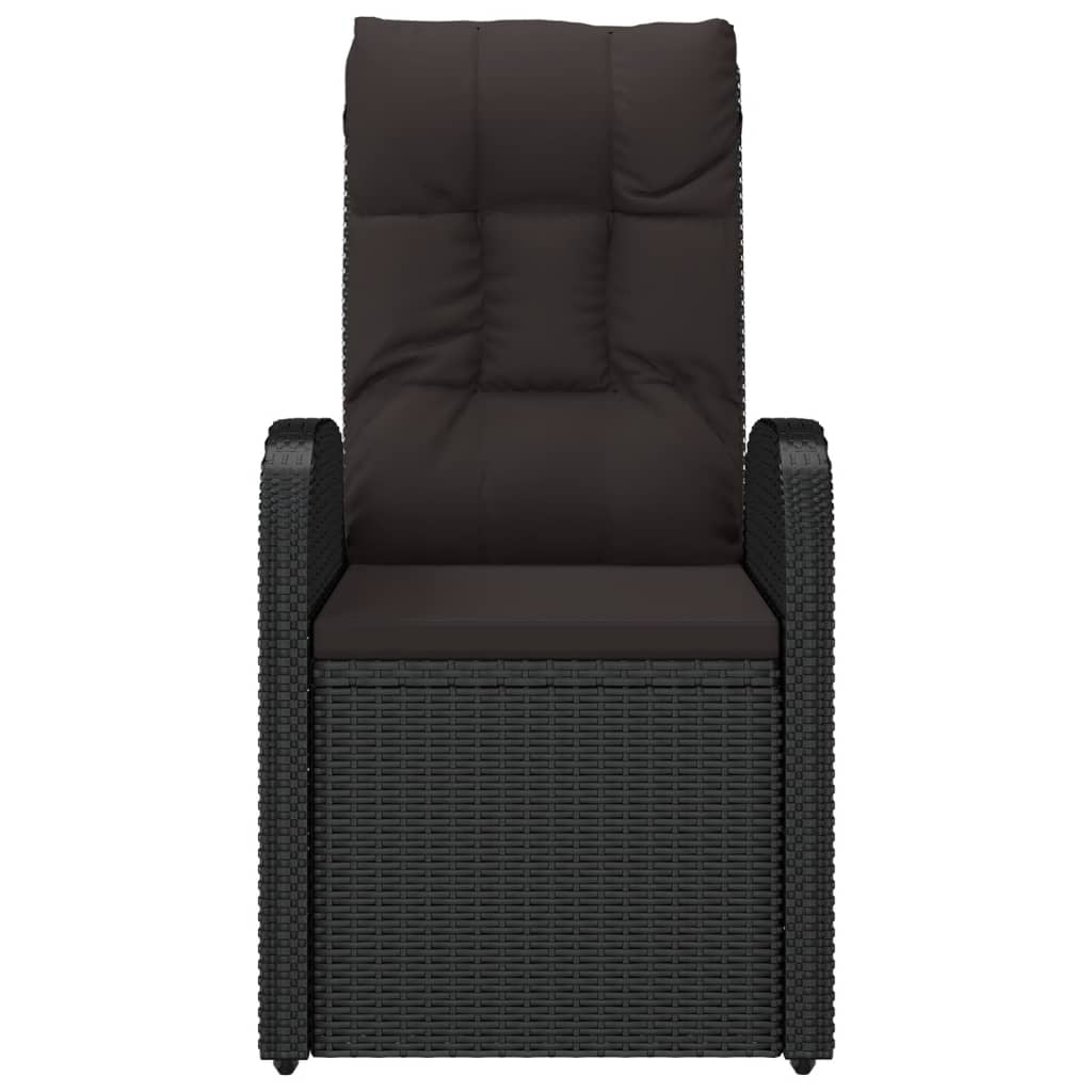 Reclining Garden Chairs with Cushions 2 pcs Black Poly Rattan