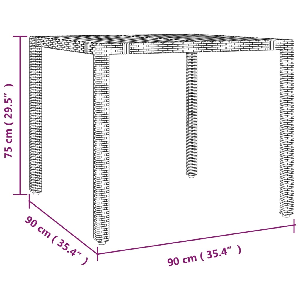 vidaXL Garden Table with Wooden Top Black Poly Rattan&Solid Wood Acacia