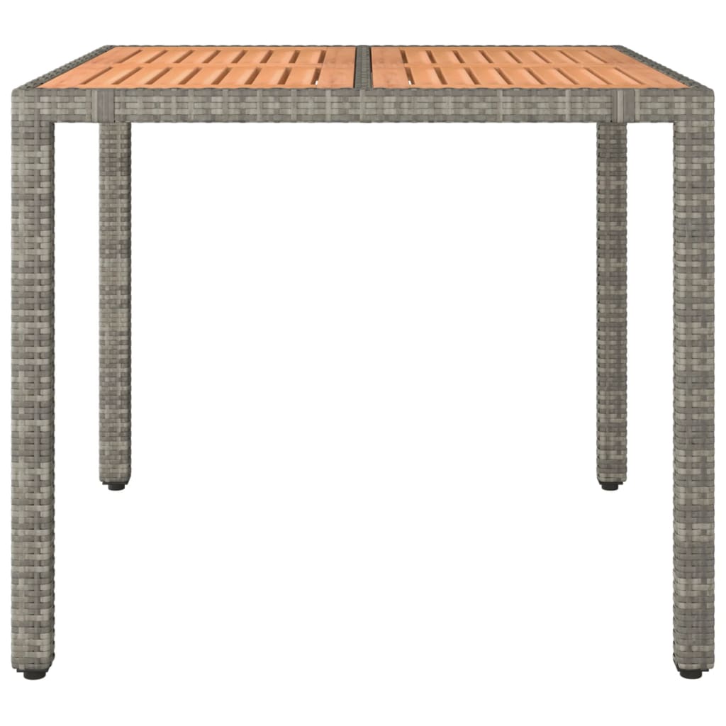 vidaXL Garden Table with Wooden Top Grey Poly Rattan&Solid Wood Acacia