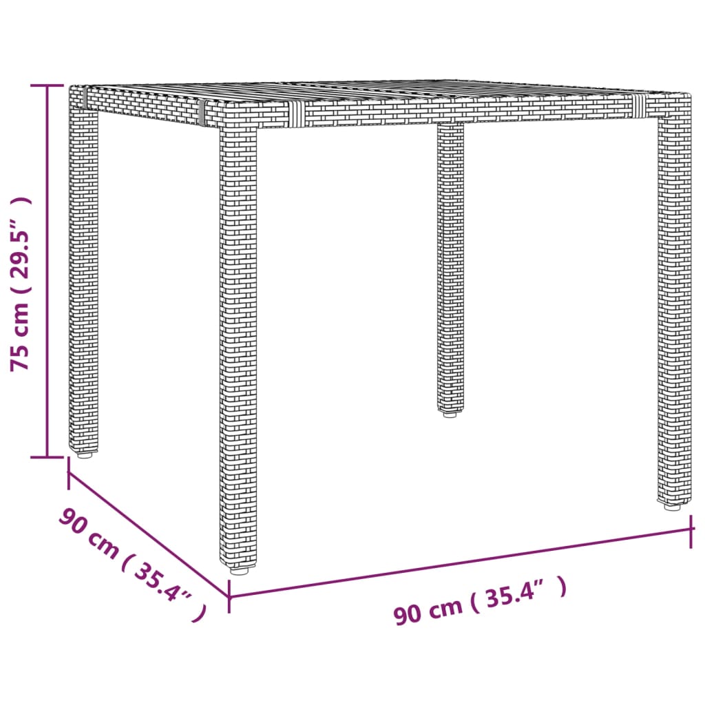 vidaXL Garden Table with Wooden Top Grey Poly Rattan&Solid Wood Acacia