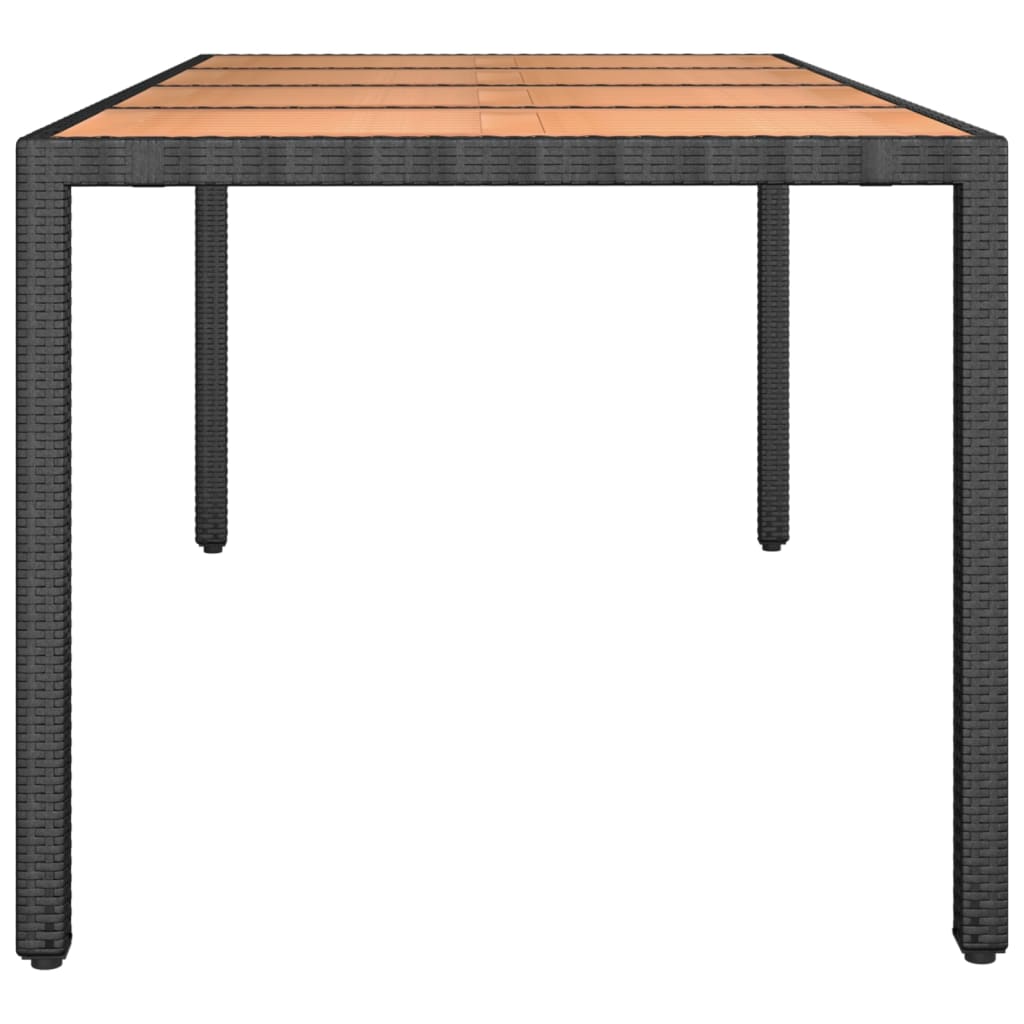 vidaXL Garden Table with Wooden Top Black Poly Rattan&Solid Wood Acacia