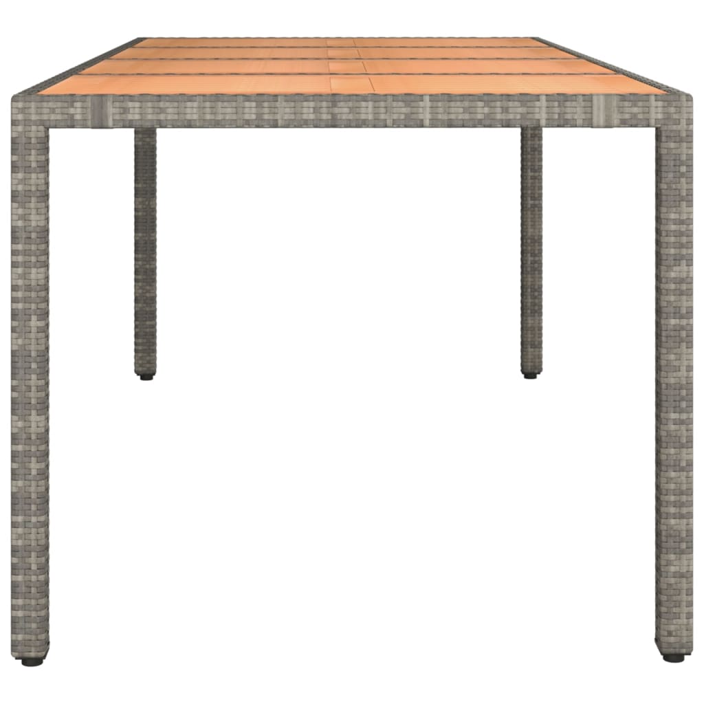 vidaXL Garden Table with Wooden Top Grey Poly Rattan&Solid Wood Acacia