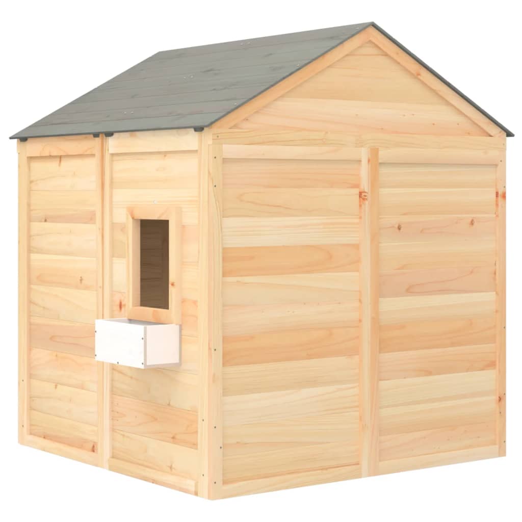 vidaXL Playhouse with Lockable Door and Flower Pots Solid Wood Fir