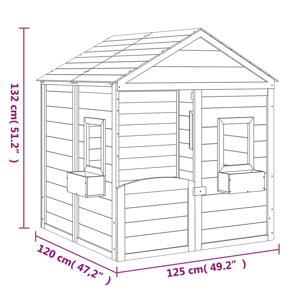 vidaXL Playhouse with Lockable Door and Flower Pots Solid Wood Fir