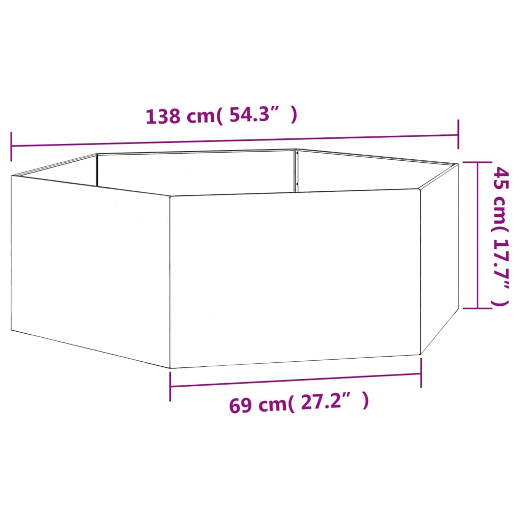 vidaXL Planter Rusty 138x120x45 cm Corten Steel