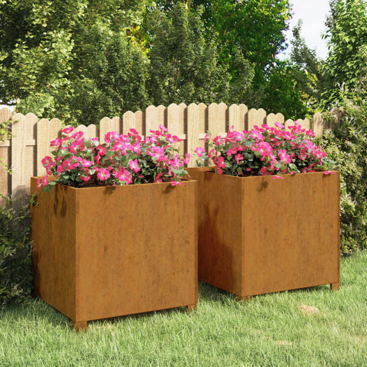 vidaXL Planters with Legs 2 pcs Rusty 49x47x50 cm Corten Steel