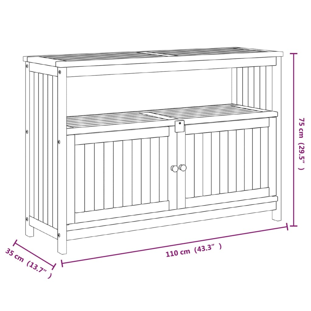 vidaXL Garden Console Table 110x35x75 cm Solid Wood Acacia