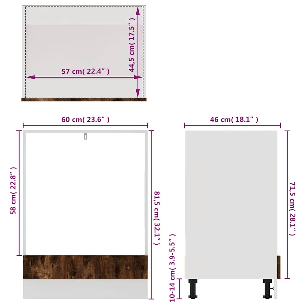 Oven Cabinet Lyon Smoked Oak 60x46x81.5 cm Engineered Wood