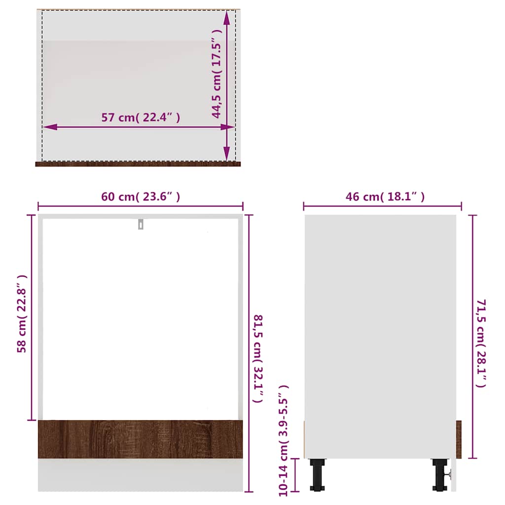 Oven Cabinet Lyon Brown Oak 60x46x81.5 cm Engineered Wood