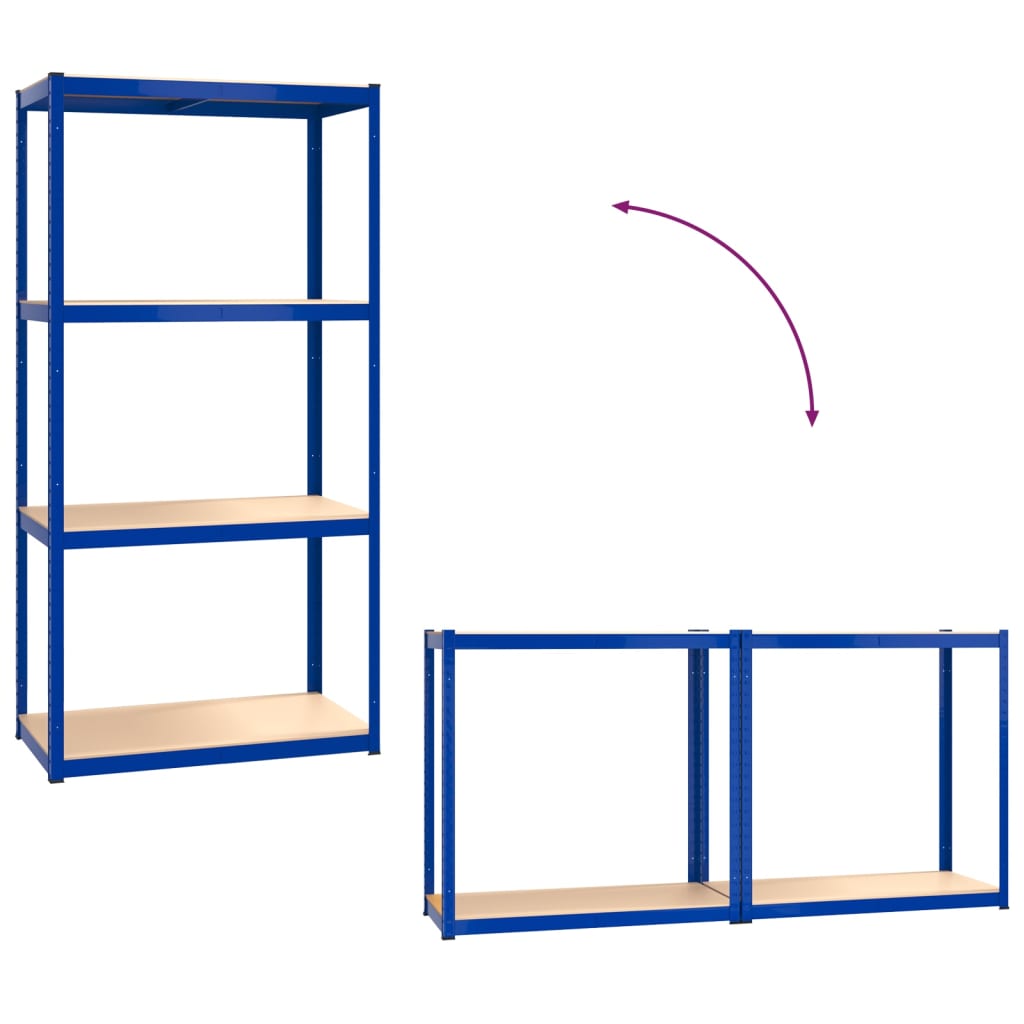 vidaXL 4-Layer Shelves 3 pcs Blue Steel&Engineered Wood