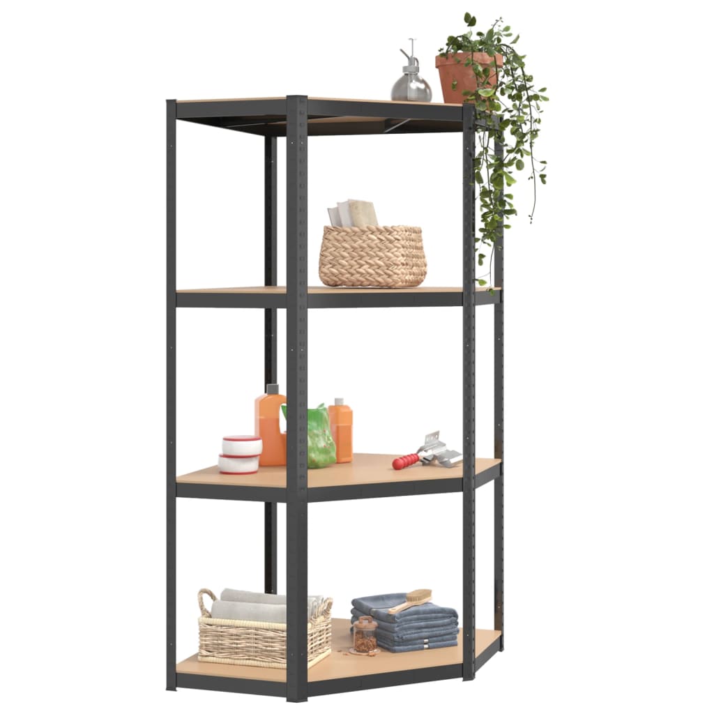 vidaXL 4-Layer Shelves 3 pcs Anthracite Steel&Engineered Wood