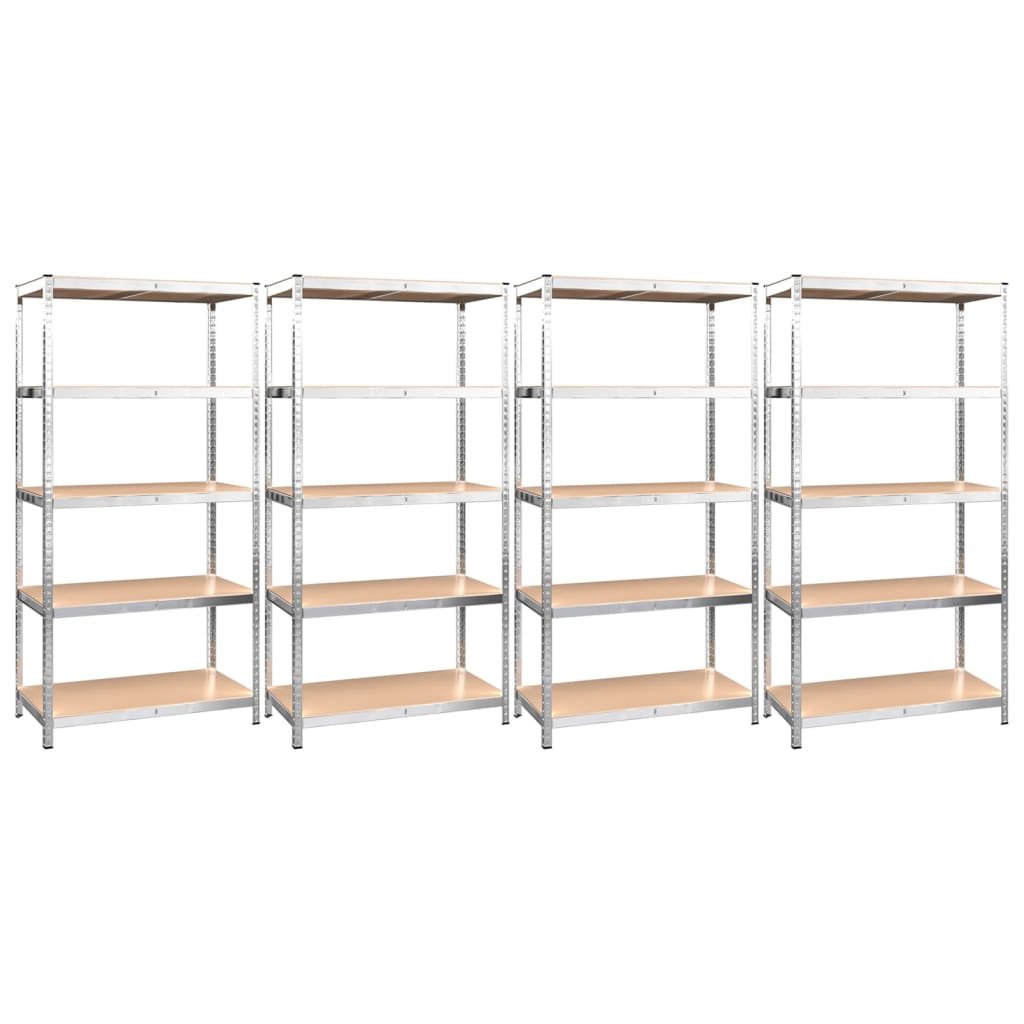 vidaXL 5-Layer Shelves 4 pcs Silver Steel&Engineered Wood