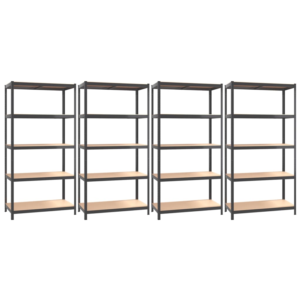 vidaXL 5-Layer Shelves 4 pcs Anthracite Steel&Engineered Wood