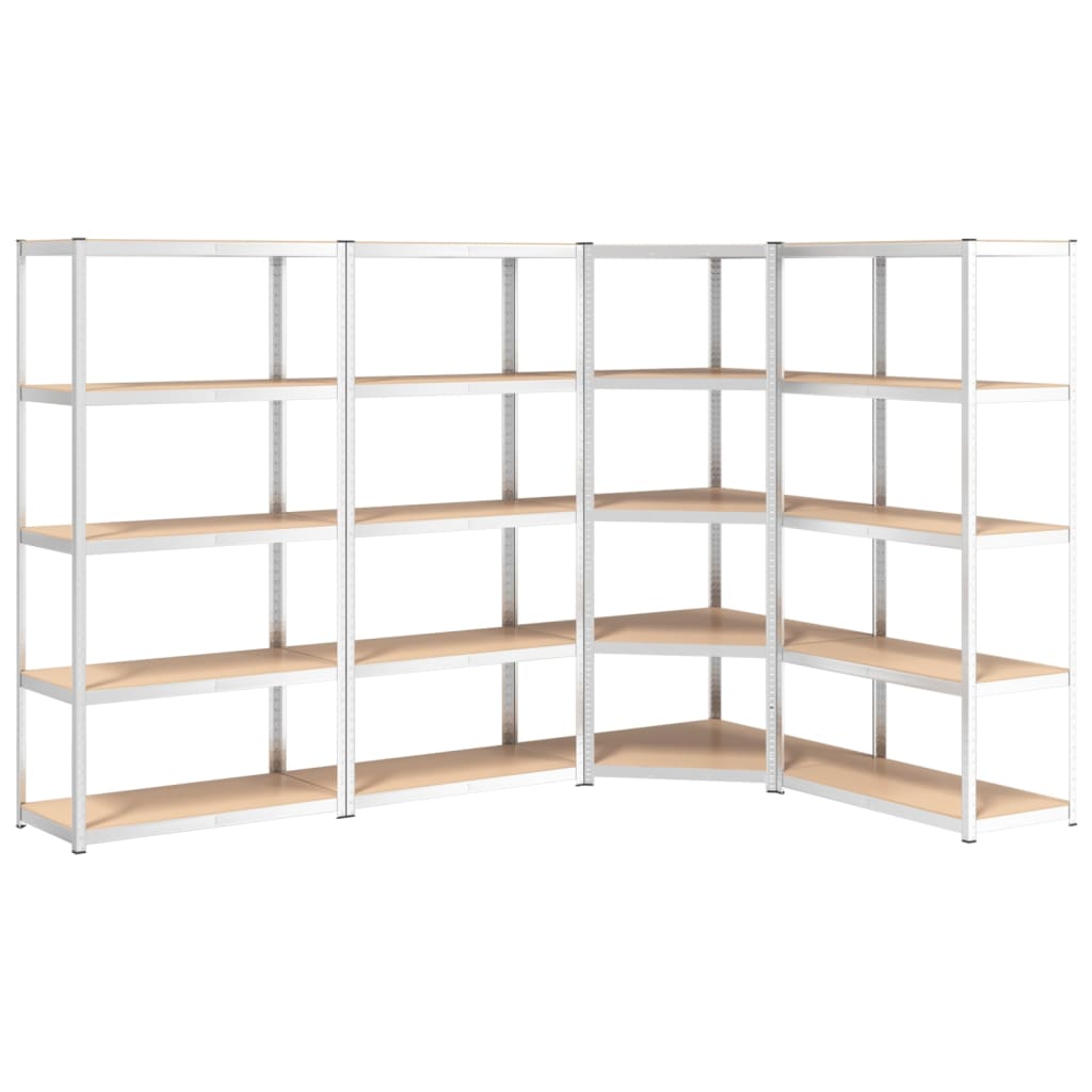 vidaXL 5-Layer Shelves 4 pcs Silver Steel&Engineered Wood