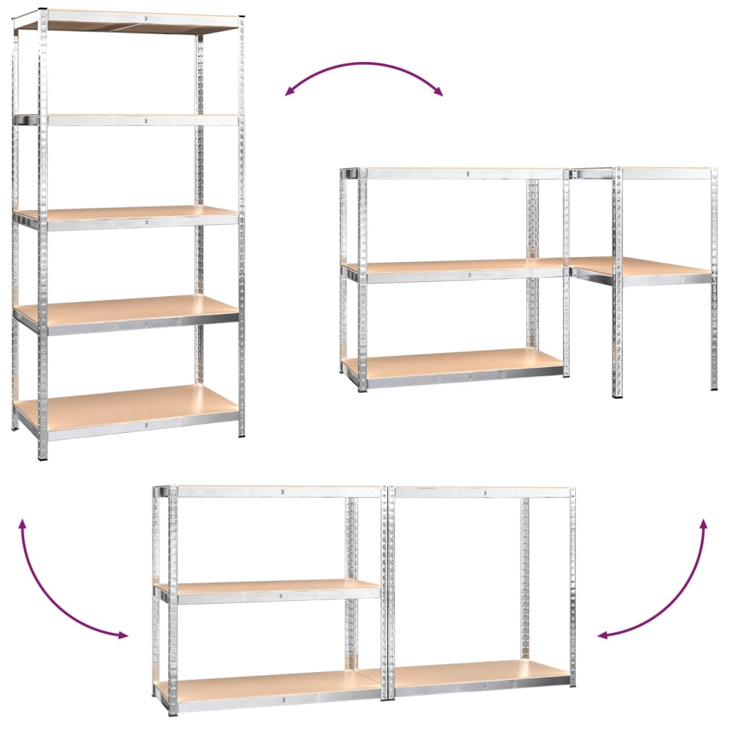 vidaXL 5-Layer Shelves 4 pcs Silver Steel&Engineered Wood