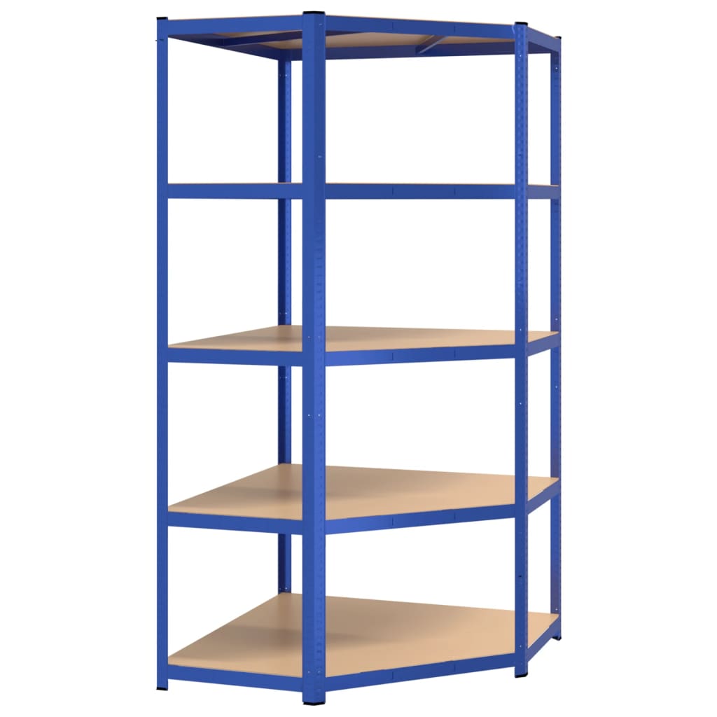 vidaXL 5-Layer Shelves 3 pcs Blue Steel&Engineered Wood