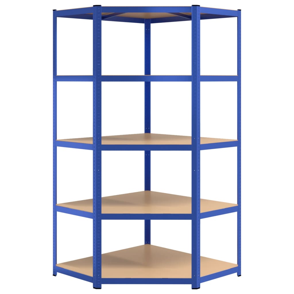 vidaXL 5-Layer Shelves 3 pcs Blue Steel&Engineered Wood