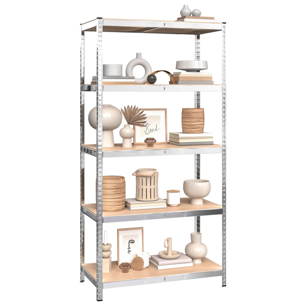 vidaXL 5-Layer Shelves 5 pcs Silver Steel&Engineered Wood