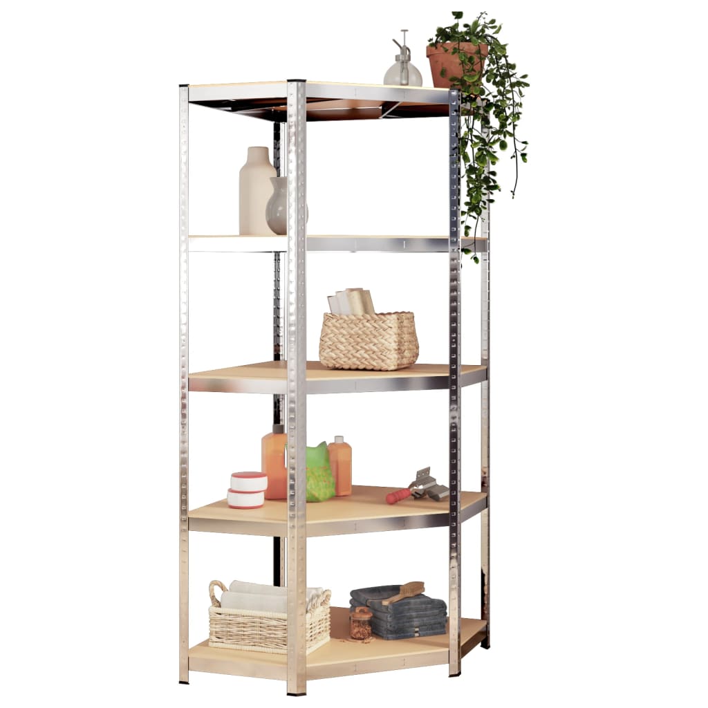 vidaXL 5-Layer Shelves 5 pcs Silver Steel&Engineered Wood