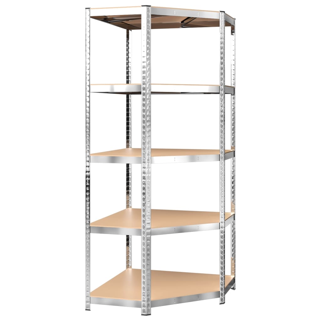 vidaXL 5-Layer Shelves 5 pcs Silver Steel&Engineered Wood