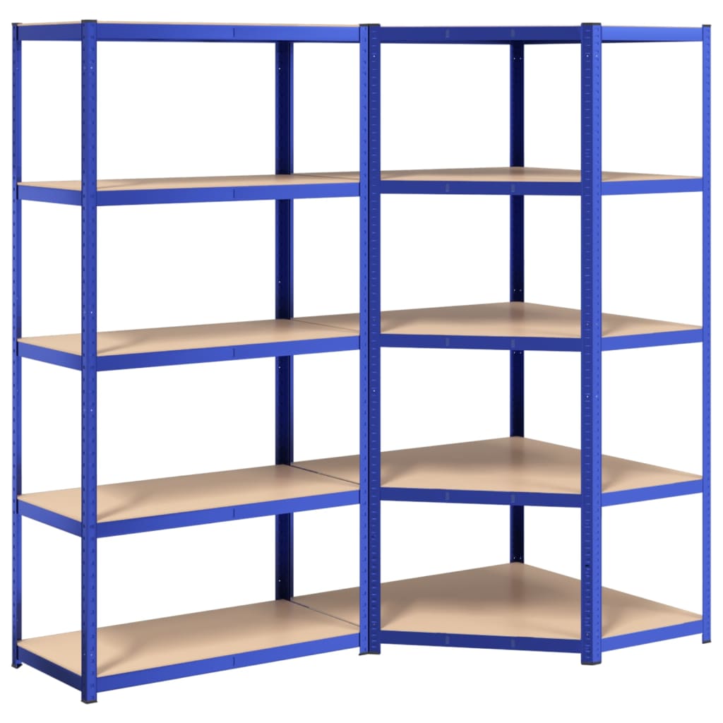 vidaXL 5-Layer Shelves 2 pcs Blue Steel&Engineered Wood