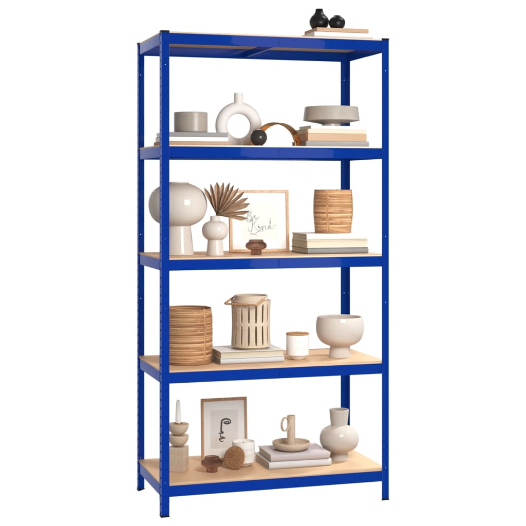 vidaXL 5-Layer Shelves 2 pcs Blue Steel&Engineered Wood