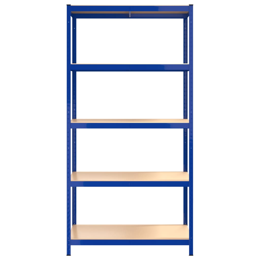 vidaXL 5-Layer Shelves 2 pcs Blue Steel&Engineered Wood