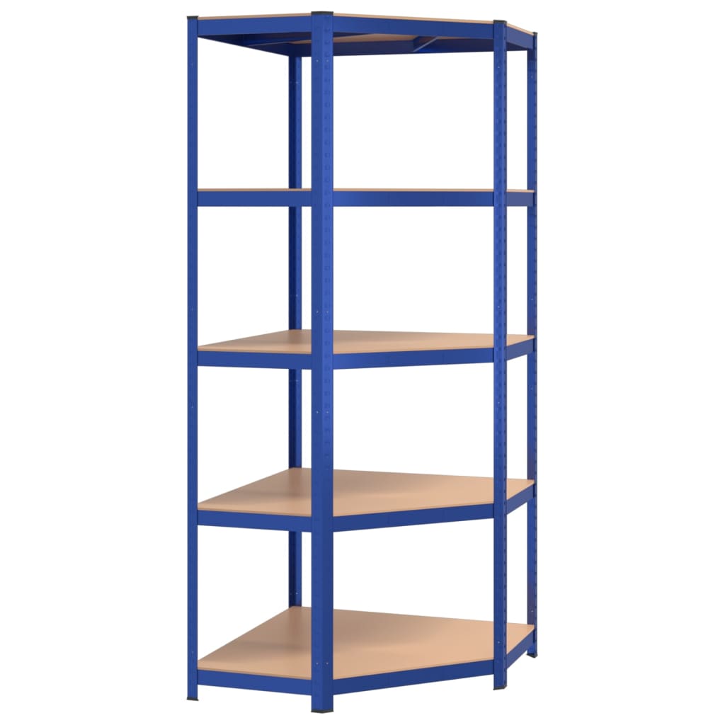 vidaXL 5-Layer Shelves 2 pcs Blue Steel&Engineered Wood