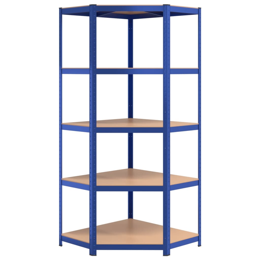 vidaXL 5-Layer Shelves 2 pcs Blue Steel&Engineered Wood