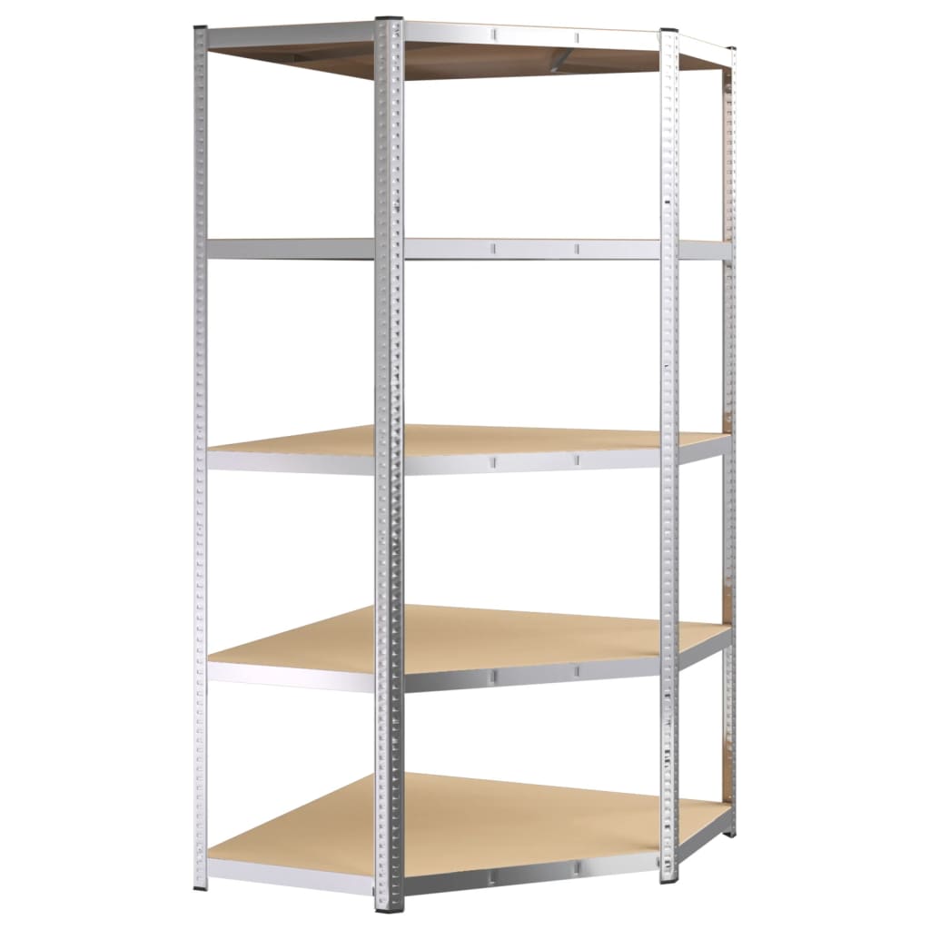 vidaXL 5-Layer Heavy-duty Shelves 3 pcs Silver Steel&Engineered Wood