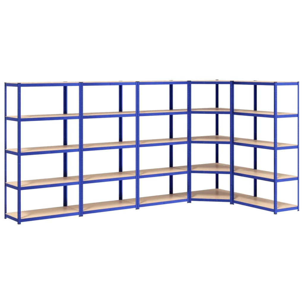 vidaXL 5-Layer Shelves 5 pcs Blue Steel&Engineered Wood