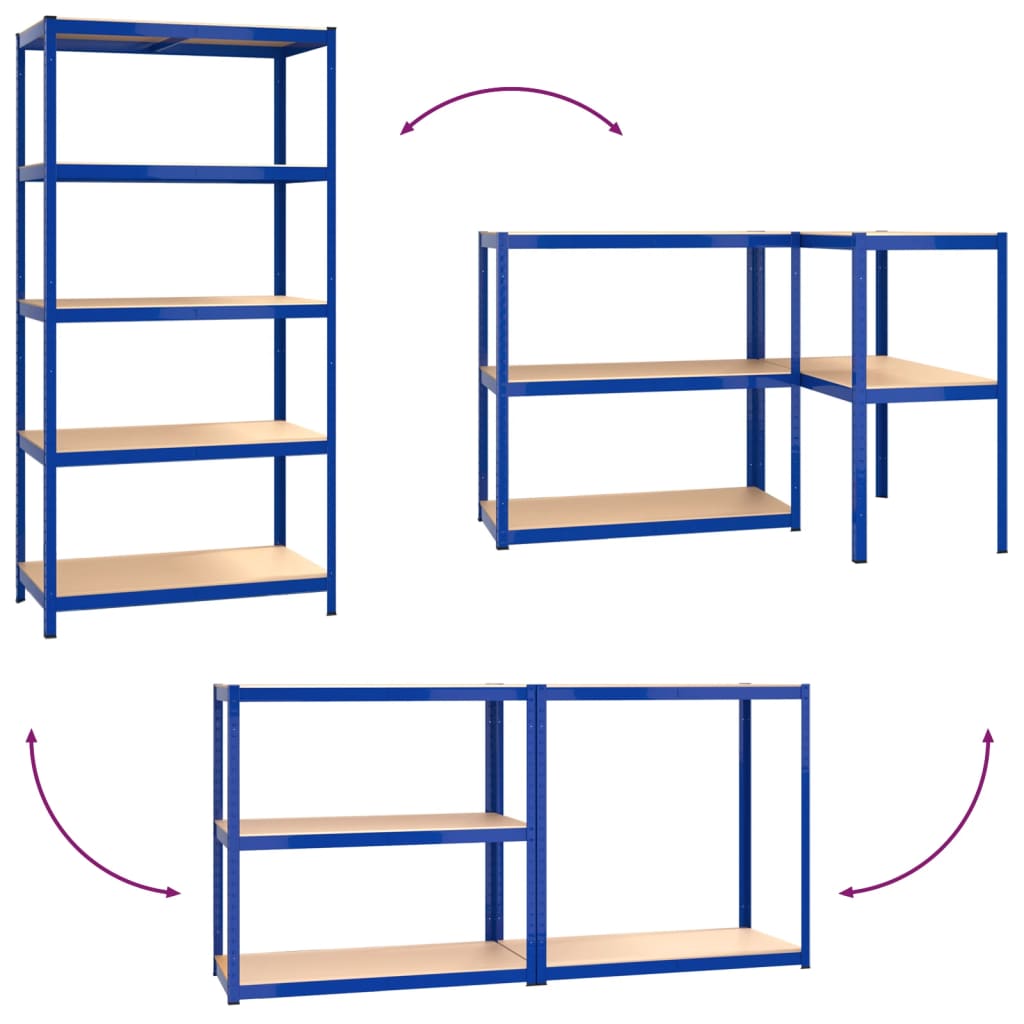 vidaXL 5-Layer Shelves 5 pcs Blue Steel&Engineered Wood