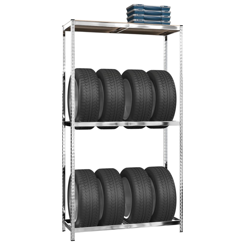 vidaXL 2-Layer Tire Racks 3 pcs Silver 110x40x180 cm Steel