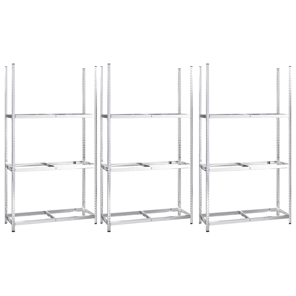 vidaXL 3-Layer Tire Racks 3 pcs Silver 110x40x200 cm Steel