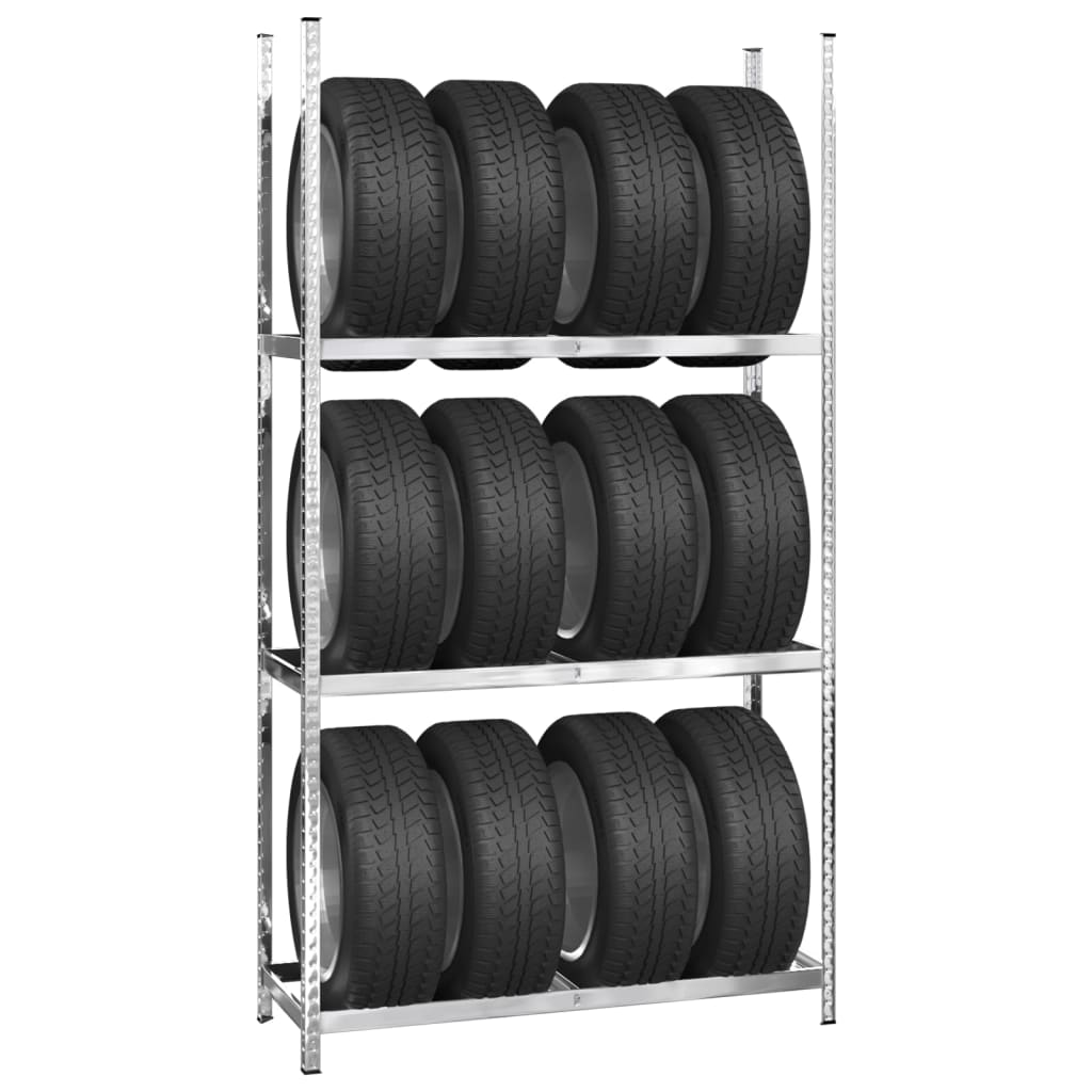 vidaXL 3-Layer Tire Racks 3 pcs Silver 110x40x200 cm Steel