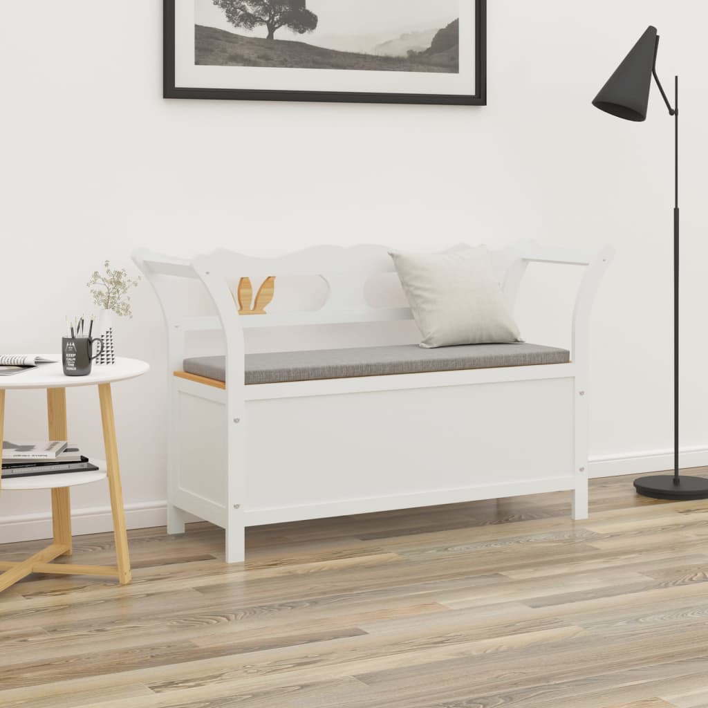 Bench White 107x45x75,5 cm Solid Wood Fir